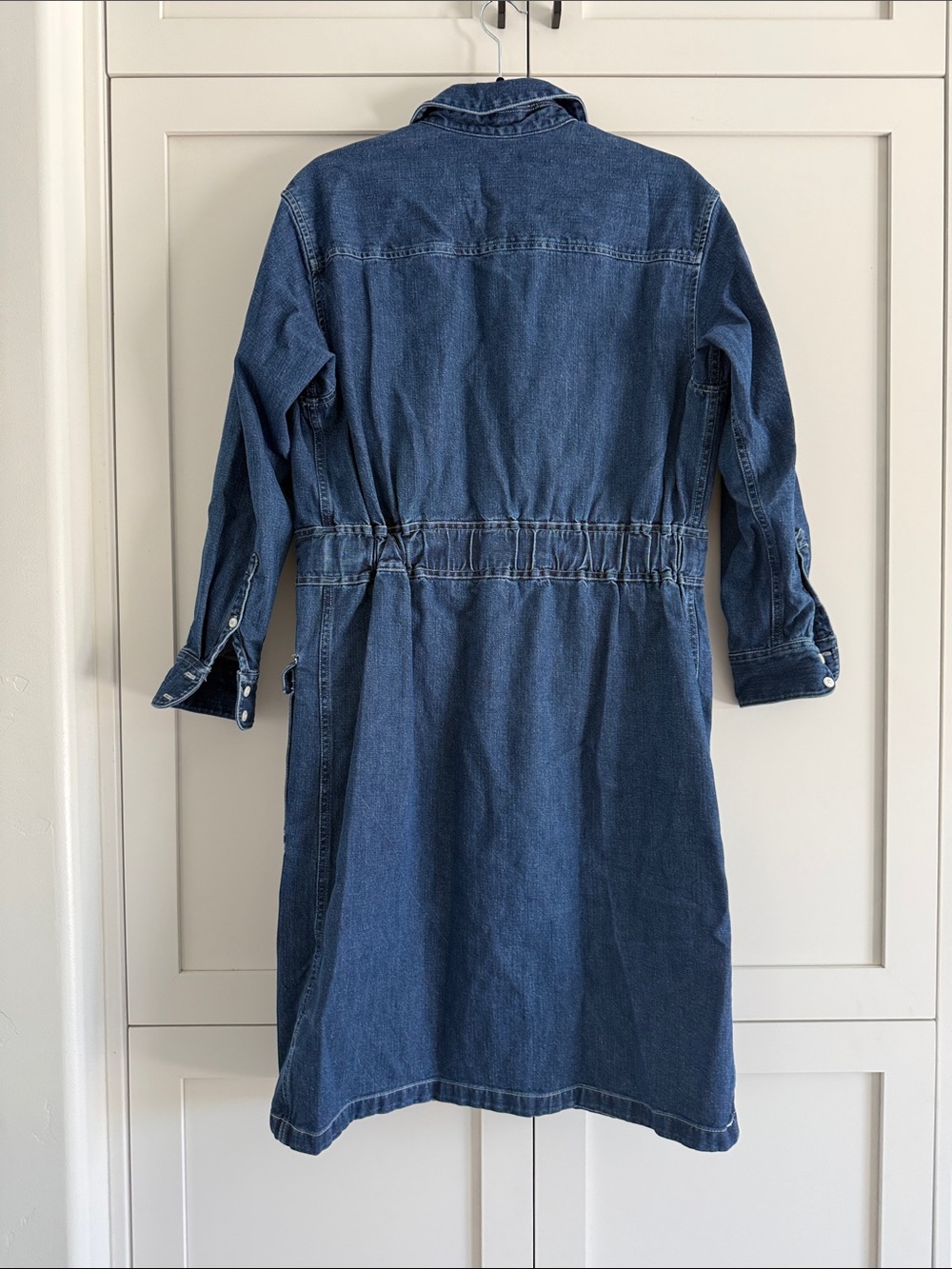 J. Crew Dark Blue Denim Utility Dress with Drawstring - Picture 4 of 5